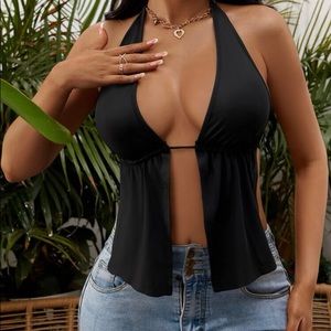 Slit Front Backless Knot Top